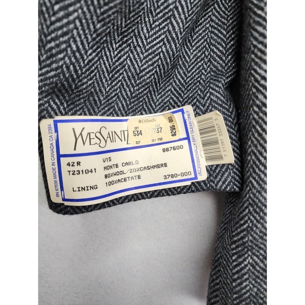 Yves Saint Laurent YSL Cashmere Wool Sport Coat Blazer Herringbone 42R - Picture 3 of 16